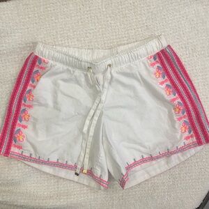 Lilly Pulitzer White Shorts with Pink and Orange Embroidery